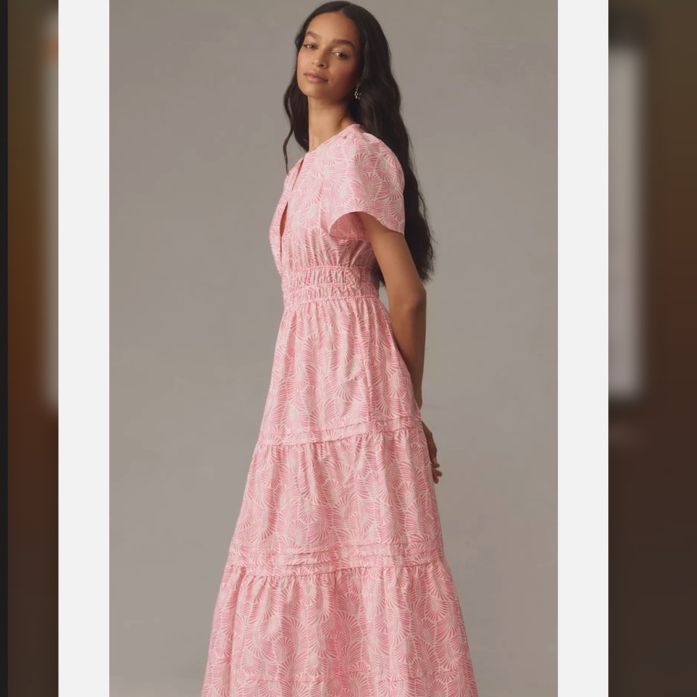 Anthropologie Pink Patterned Maxi Dress - Picture 2 of 7